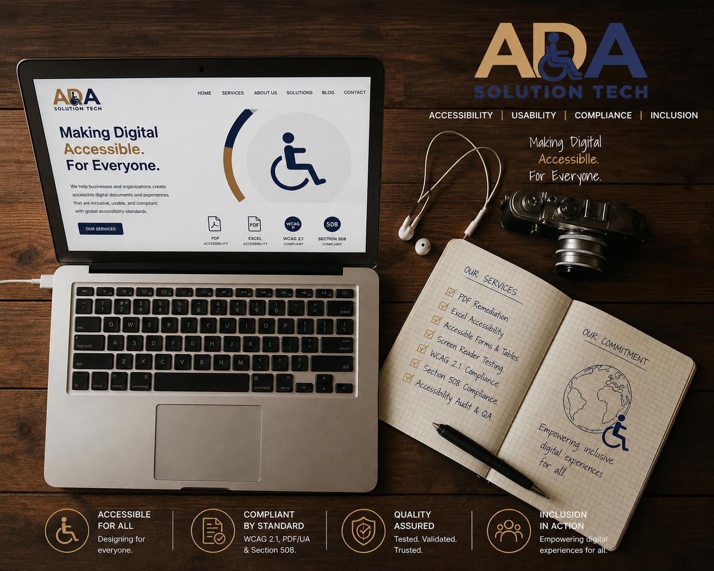 ADA Solution Tech specialists reviewing an accessible interface design